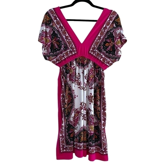 BAILEY BLUE Colorful Pink Paisley Bandana Mini Dress - Picture 1 of 4